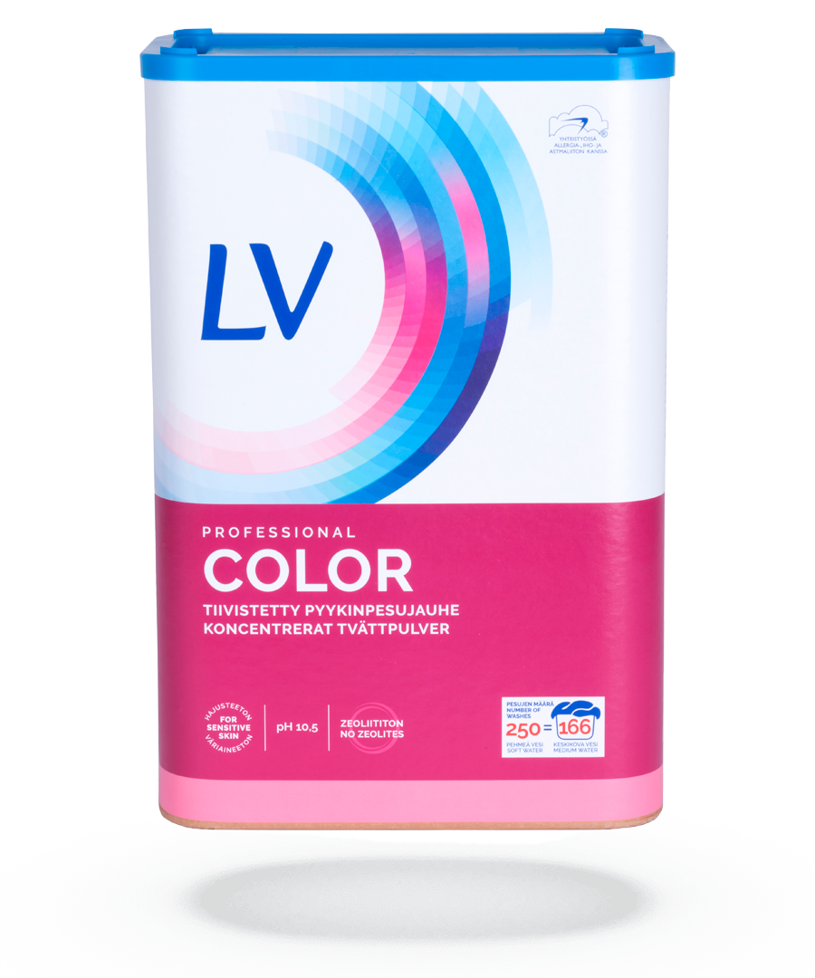 Kuvassa LV Color Professional tiivistetty pyykinpesujauhe 8 kg