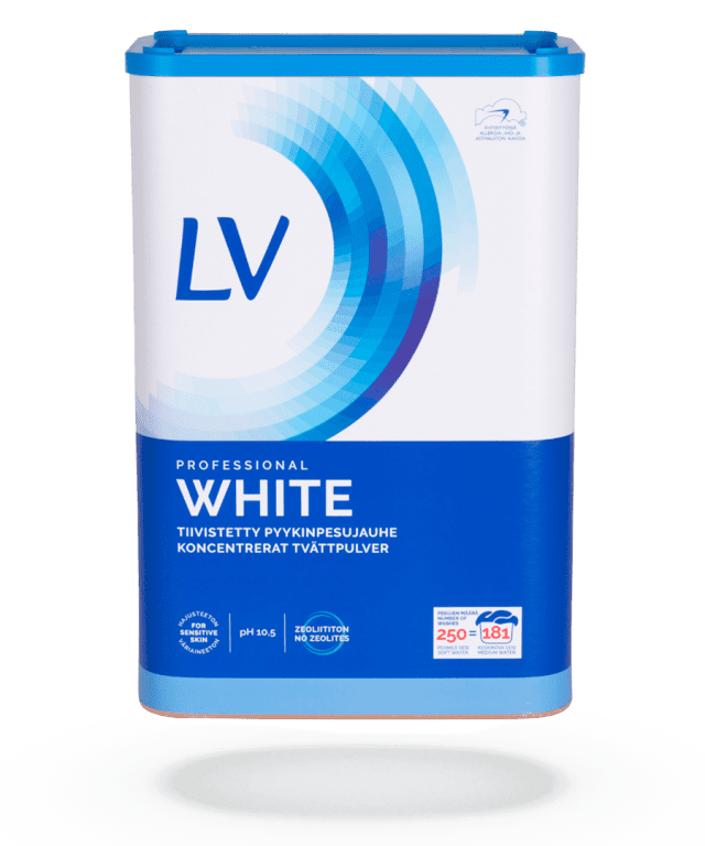 Kuvassa LV White Professional tiivistetty pyykinpesujauhe 8 kg