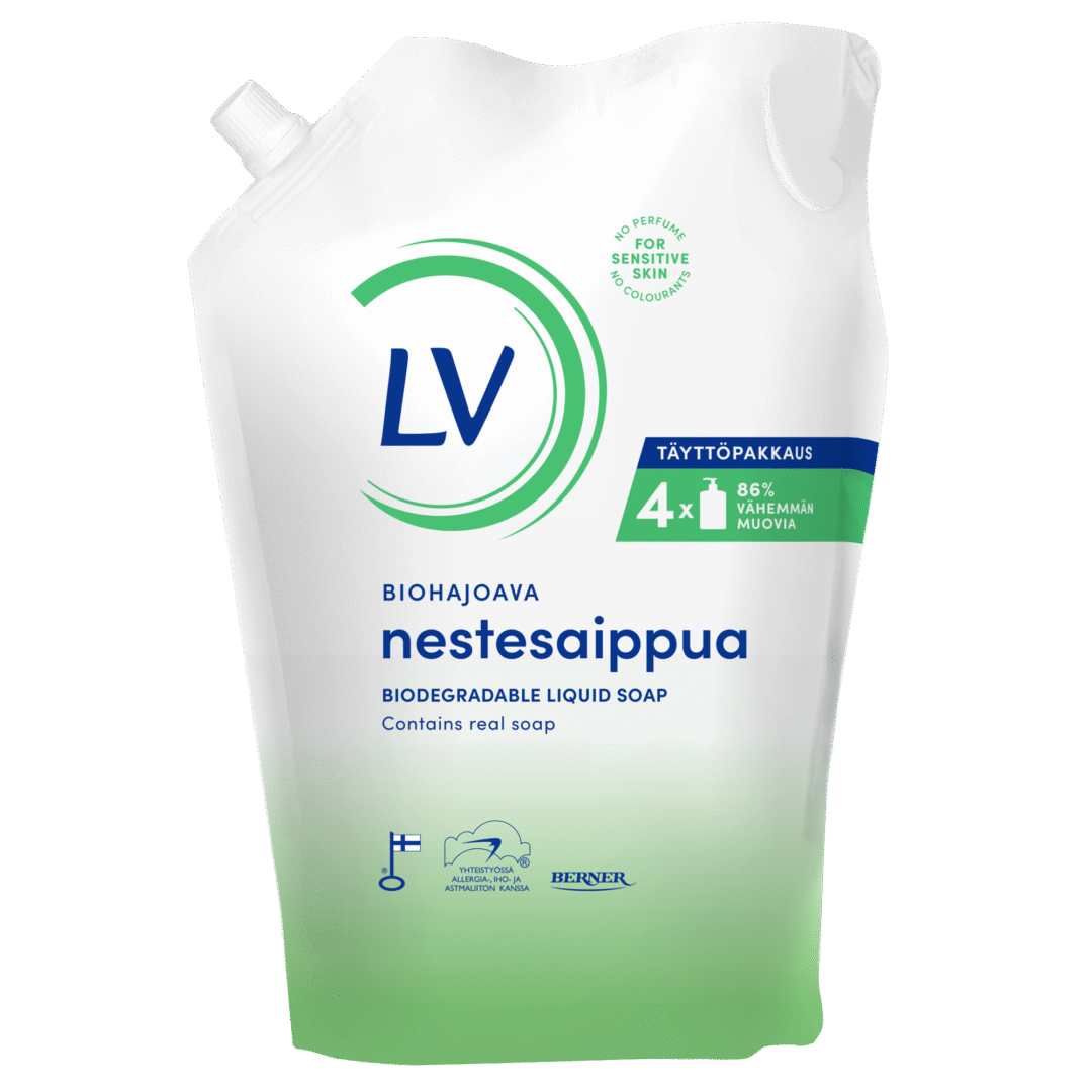 LV 1,2 Biohajoava nestesaippua pussi