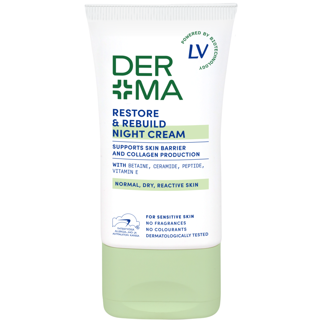 Kuvassa on Derma by LV Restore & Rebuild Night Cream