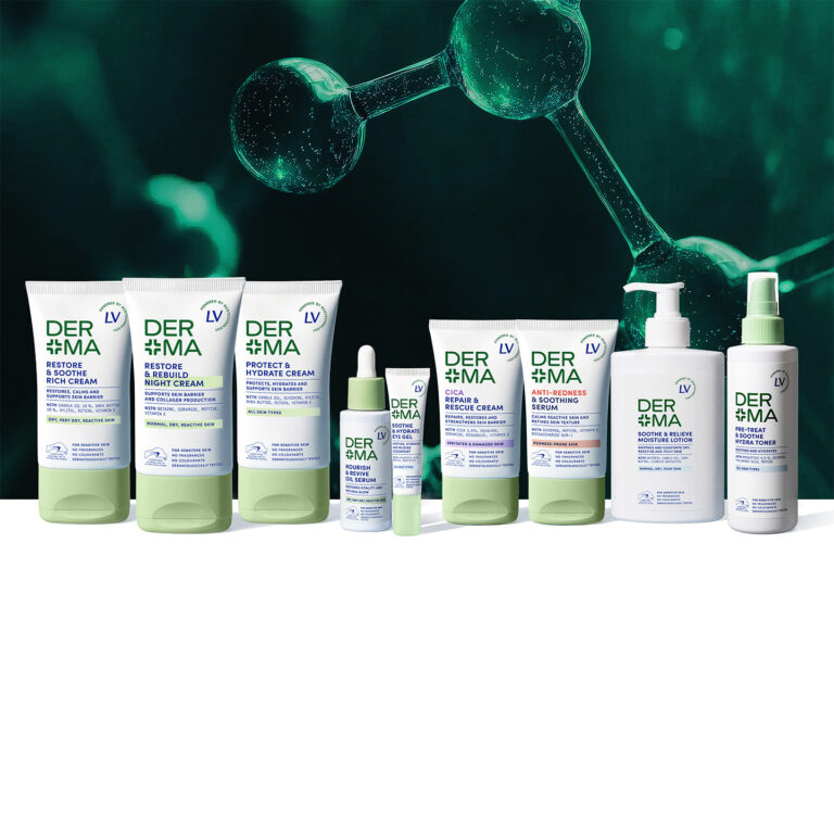 Kuvassa on Derma by LV tuotteet